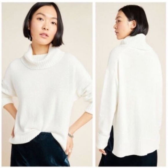 Anthropologie Sweaters - Anthropologie Women's Chunky Knit Wool Blend Turtleneck Pullover Sweater Sz S